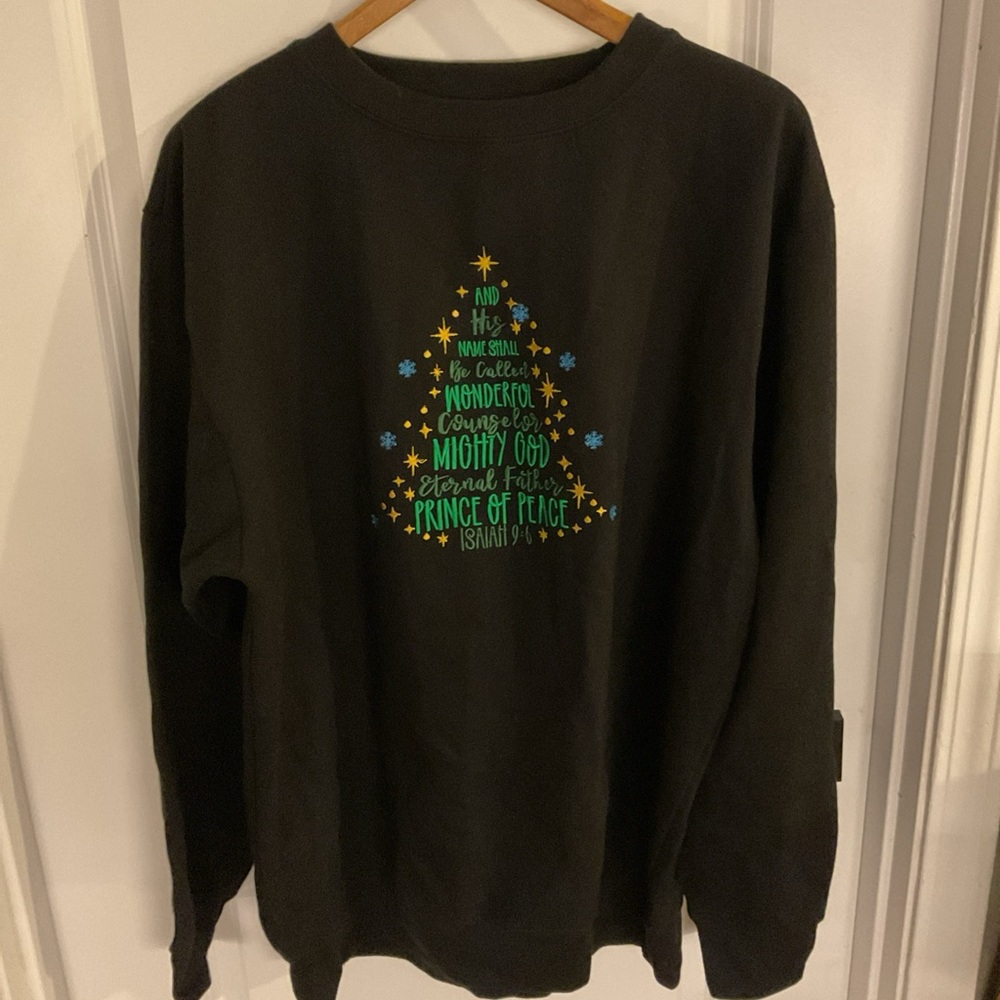 Love in Faith - Crew Neck Black Christmas Tree Sweatshirt - Ladies Size 2XL